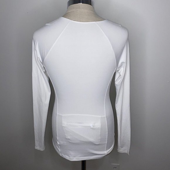 Athleta Womens Shirt Sz S White 1/4 Zip Neck Top Ruched Athletic Long Sleeve - Picture 7 of 9